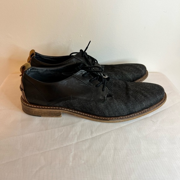 Bull Boxer Shoes Mens 12 Skyll Oxford Black Denim Leather Lace Up Handmade - Picture 2 of 5